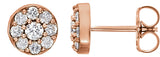 14K Gold Round Natural Diamond Cluster Earrings – 2.7mm Stones - Rose Gold