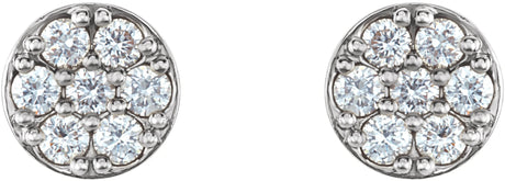 Platinum Round Natural Diamond Cluster Earrings – 2.1mm Stones - view 2