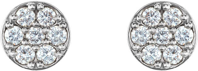 14K Gold Round Natural Diamond Cluster Earrings – 2.1mm Stones - White Gold - view 2