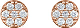 14K Gold Round Natural Diamond Cluster Earrings – 2.1mm Stones - Rose Gold - view 2