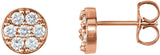 14K Gold Round Natural Diamond Cluster Earrings – 2.1mm Stones - Rose Gold