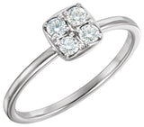 14K Gold Round Natural Diamond Stackable Cluster Ring – 2.5mm Stones - White Gold