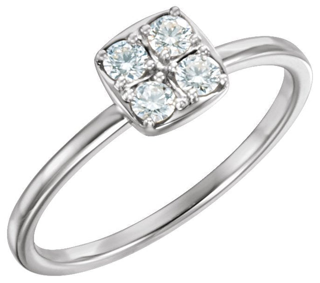 Platinum Round Natural Diamond Stackable Cluster Ring – 2.5mm Stones