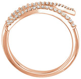 14K Gold Round Natural Diamond Bypass Ring – 0.9mm Stones - Rose Gold - view 2