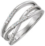 14K Gold Round Natural Diamond Criss-Cross Ring II - White Gold