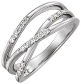 Platinum Round Natural Diamond Criss-Cross Ring II