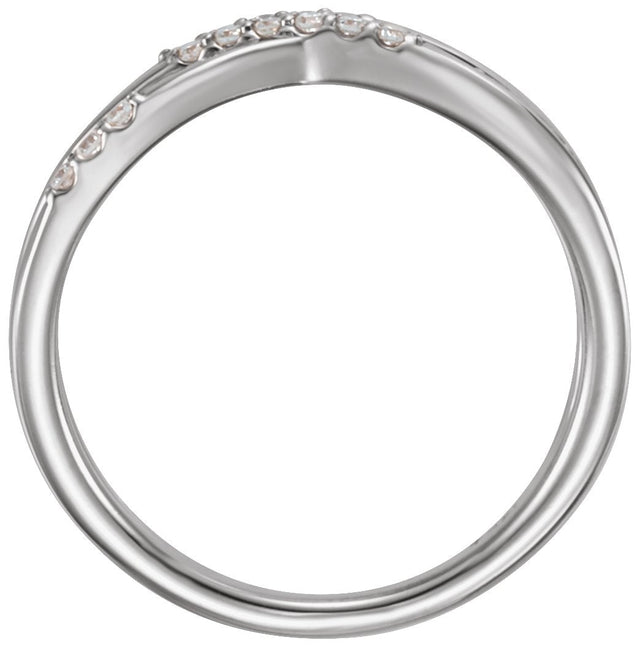 14K Gold Round Natural Diamond Criss-Cross Ring II - White Gold - view 2