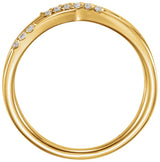 14K Gold Round Natural Diamond Criss-Cross Ring II - Yellow Gold - view 2
