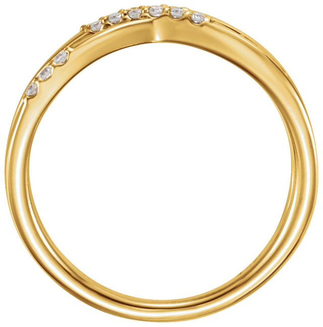 14K Gold Round Natural Diamond Criss-Cross Ring II - Yellow Gold - view 2