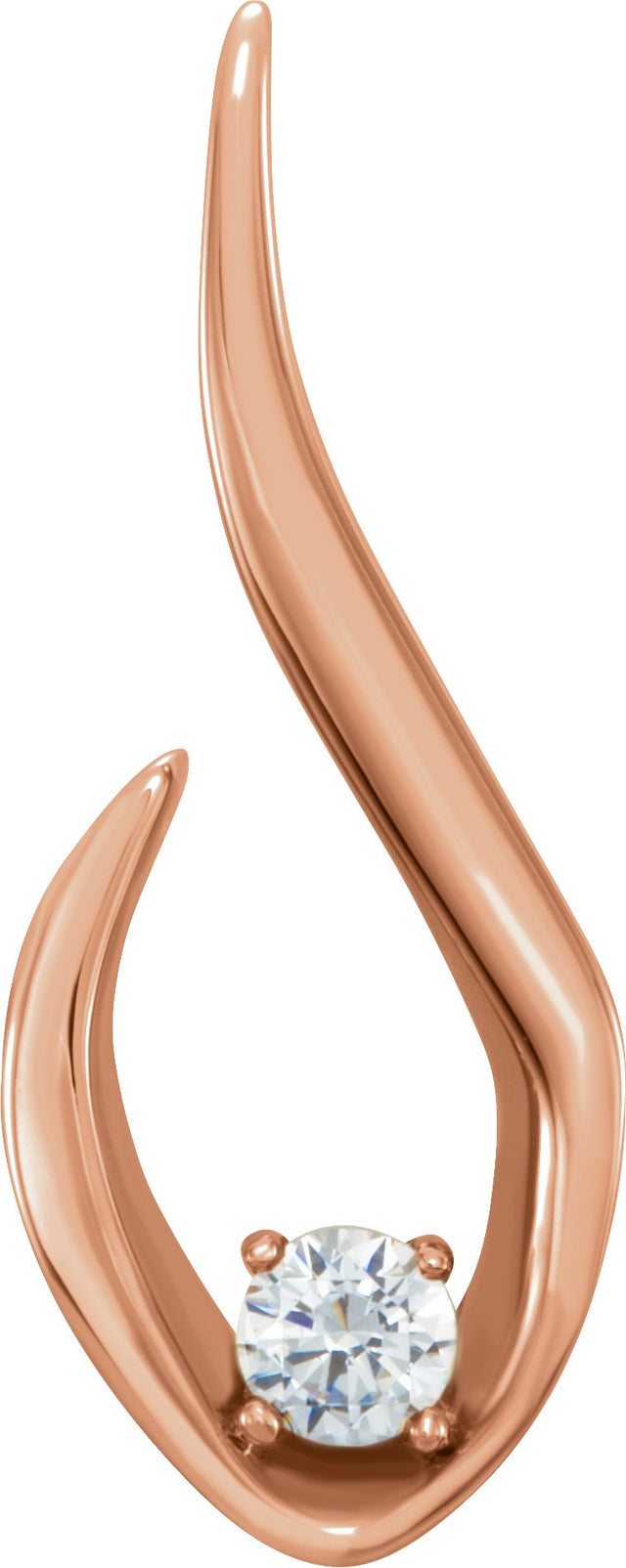 14K Gold Round Natural Diamond Accented Freeform Pendant – up to 1/10 CTW - Rose Gold