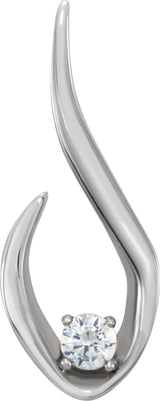 Platinum Round Natural Diamond Accented Freeform Pendant