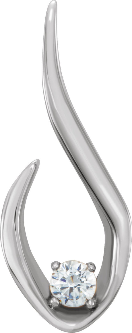 Platinum Round Natural Diamond Accented Freeform Pendant
