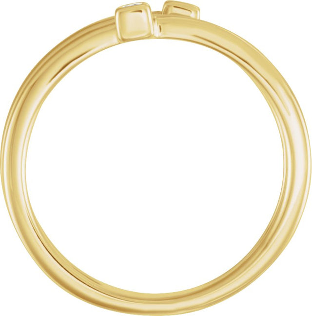 Platinum Round Natural Diamond Double Bar Ring - view 4