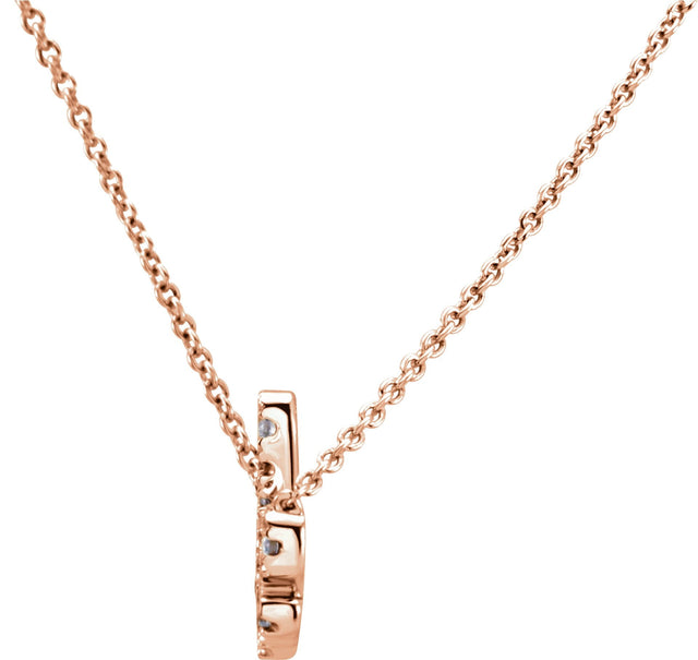 14K Gold Round Natural Diamond Love Necklace - Rose Gold - view 2
