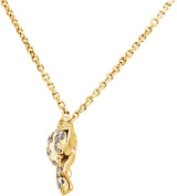 14K Gold Round Natural Diamond Bow Necklace - Yellow Gold - view 2