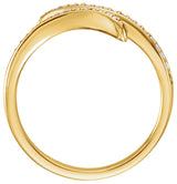 14K Gold Round Natural Diamond Bypass Ring - Yellow Gold - view 2