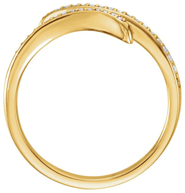 14K Gold Round Natural Diamond Bypass Ring - Yellow Gold - view 2