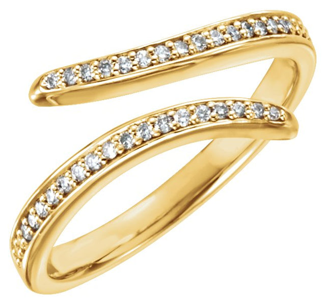 14K Gold Round Natural Diamond Bypass Ring - Yellow Gold