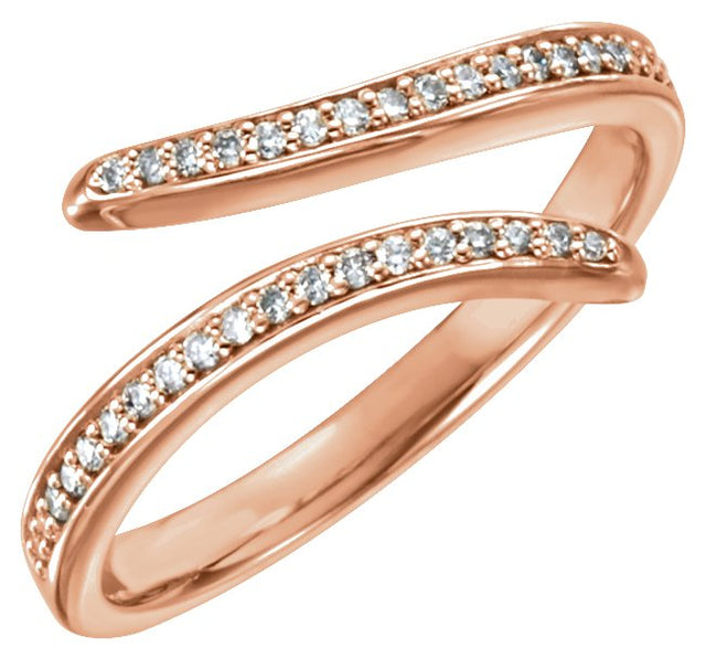 14K Gold Round Natural Diamond Bypass Ring - Rose Gold