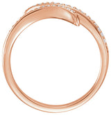 14K Gold Round Natural Diamond Bypass Ring - Rose Gold - view 2