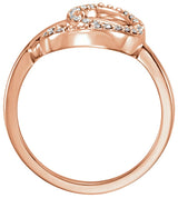 14K Gold Round Natural Diamond Accented Freeform Ring – 1.5mm Stones - Rose Gold - view 2