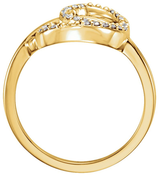 14K Gold Round Natural Diamond Accented Freeform Ring – 1.5mm Stones - Yellow Gold - view 2