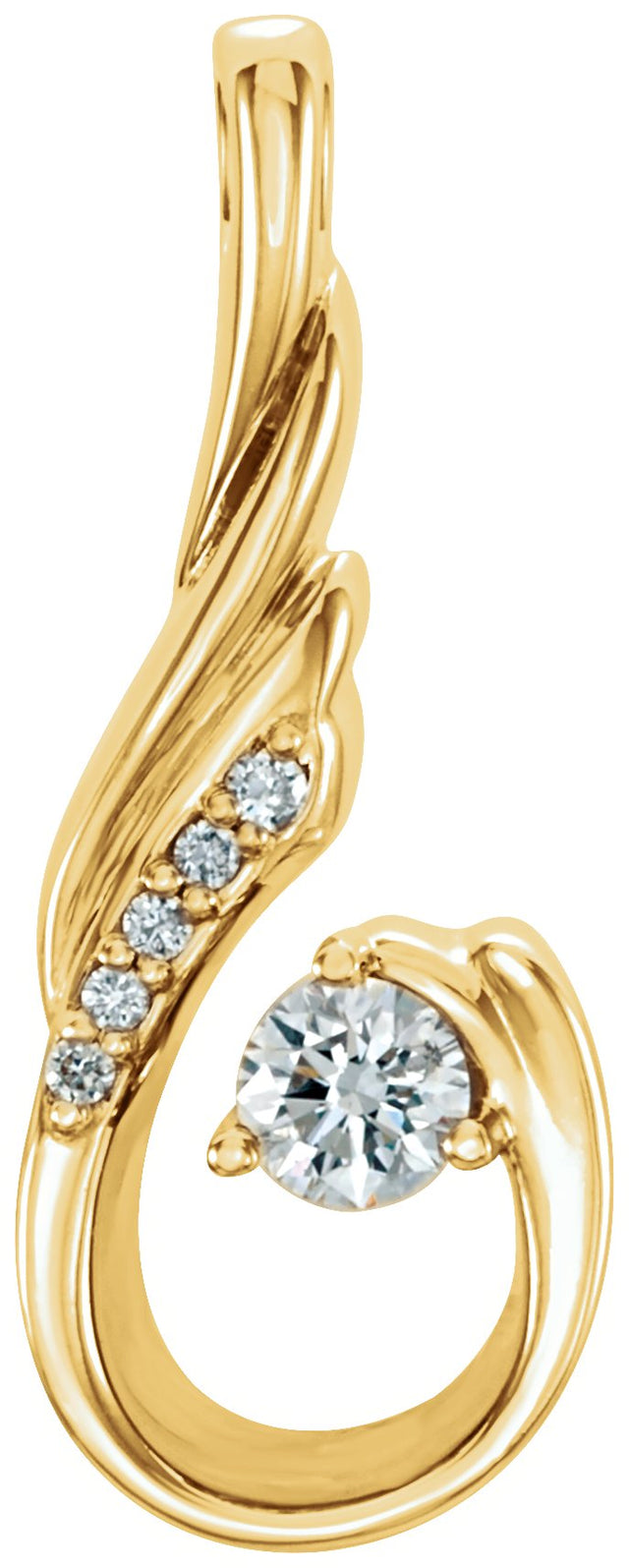 14K Gold Round Natural Diamond Freeform Pendant – 1/10 CTW - Yellow Gold