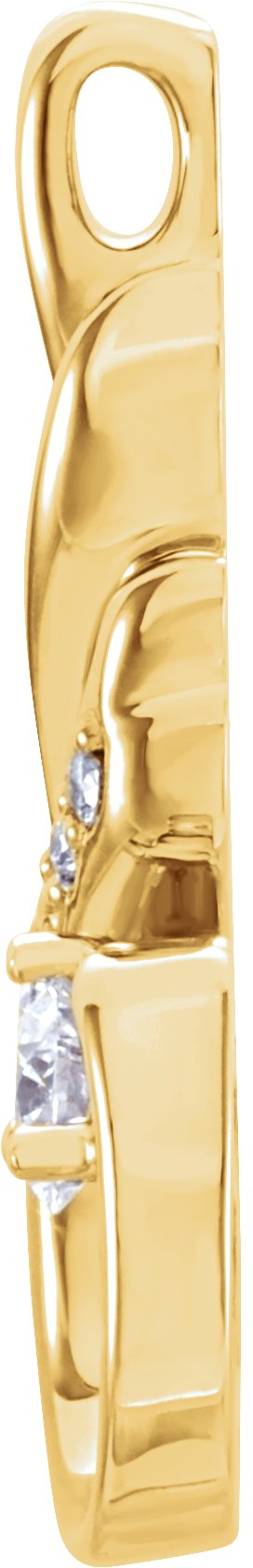 14K Gold Round Natural Diamond Freeform Pendant – 1/10 CTW - Yellow Gold - view 2