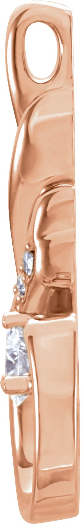14K Gold Round Natural Diamond Freeform Pendant – 1/10 CTW - Rose Gold - view 2
