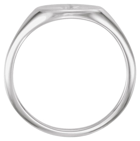 Platinum Round Natural Diamond Oval Signet Ring - view 2