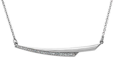 14K Gold Bar Necklace - White Gold