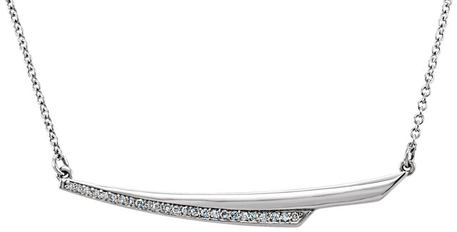14K Gold Bar Necklace - White Gold