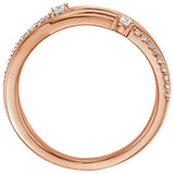 14K Gold Round Natural Diamond Criss-Cross Ring – 2.4mm Stones - Rose Gold - view 2
