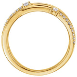 14K Gold Round Natural Diamond Criss-Cross Ring – 2.4mm Stones - Yellow Gold - view 2