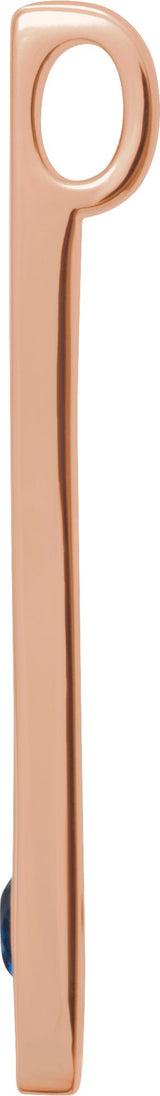 14K Gold Round Lab-Grown Blue Sapphire Family Engravable Bar Pendant - Rose Gold - view 2