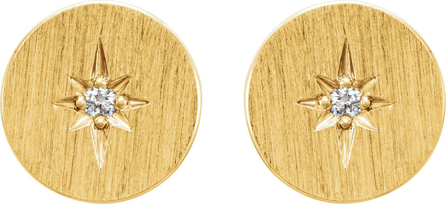 14K Gold Round Natural Diamond Accented Earrings II - Yellow Gold - view 2
