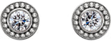 Platinum Round Natural Diamond Bezel-Set Beaded Earrings - view 2