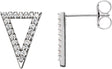 Platinum Round Natural Diamond Triangle Earrings
