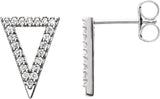 Platinum Round Natural Diamond Triangle Earrings