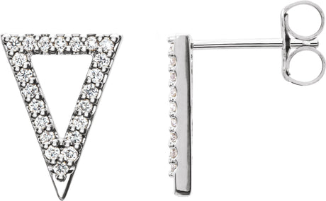 Platinum Round Natural Diamond Triangle Earrings