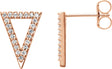 14K Gold Round Natural Diamond Triangle Earrings - Rose Gold