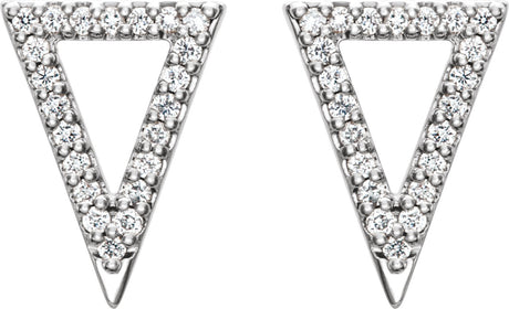 Platinum Round Natural Diamond Triangle Earrings - view 2