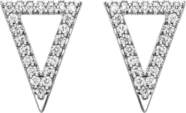 Platinum Round Natural Diamond Triangle Earrings - view 2