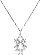 Platinum Round Natural Diamond Little Girl Pendant