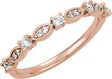 14K Gold Round Natural Diamond Stackable Ring VI - Rose Gold