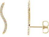 14K Gold Round Natural Diamond Accented Ear Climbers – 1.1mm Stones - Yellow Gold