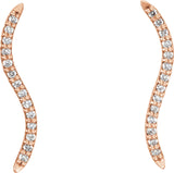 14K Gold Round Natural Diamond Accented Ear Climbers – 1.1mm Stones - Rose Gold - view 2