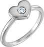 14K Gold Round Natural Diamond Heart Ring - White Gold