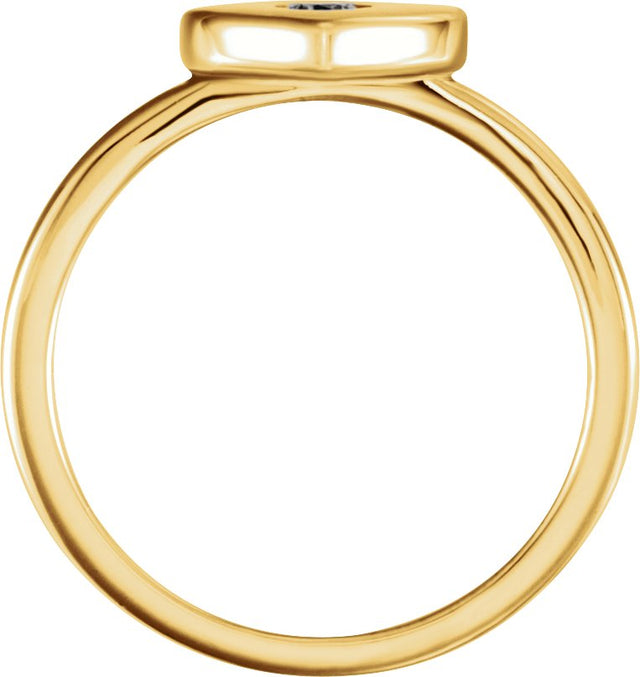 14K Gold Round Natural Diamond Heart Ring - Yellow Gold - view 2