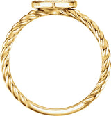 14K Gold Round Natural Diamond Pavé-Style Heart Rope Ring - Yellow Gold - view 2